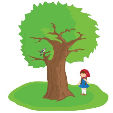 Kız bir guguk kuşu sesi dikkate alır.