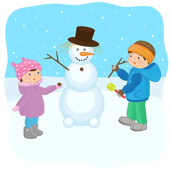 Kinder Basteln Einen Schneemann — Stockfoto