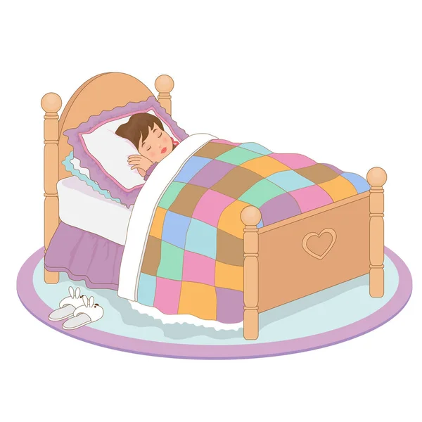 Girl Sleeping Cozy Bed — Stock Photo, Image