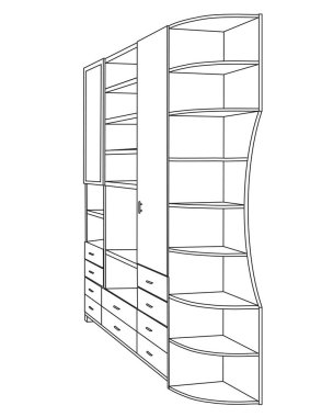 Uygun dolap rafları ile. Vektör çizim.