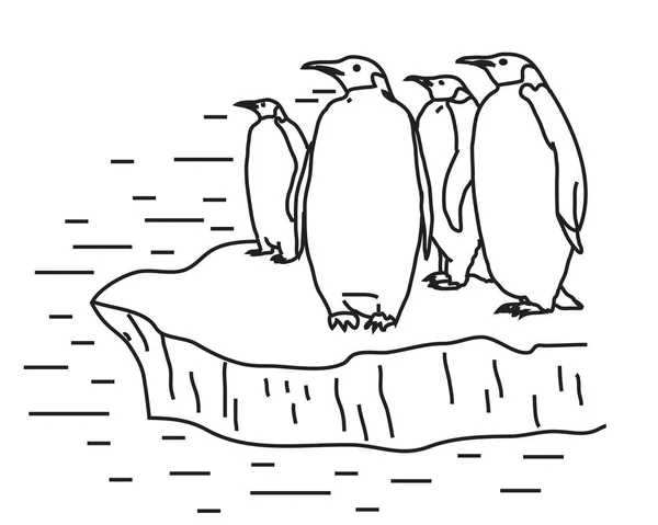 Pinguine Auf Der Eisscholle Vektorillustration — Stockvektor