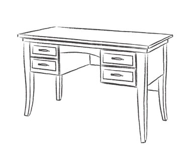 Beyaz bir arka plan üzerine bir yazı masası