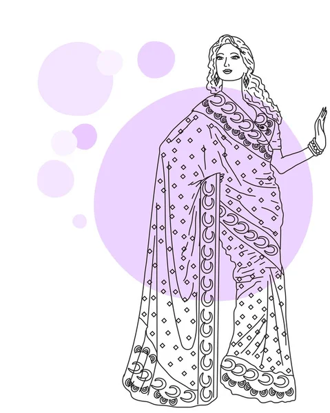 Hint Kızı Güzel Kumaşlar — Stok Vektör