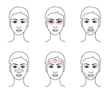 Yüz Masaj. Vektör çizim