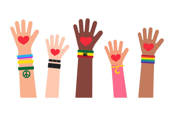 Руки людей разных религий. Векторная иллюстрация
.