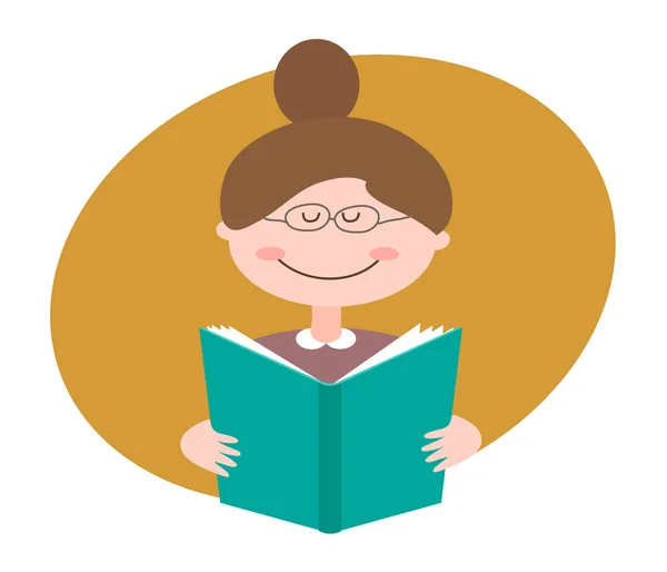 Una Chica Está Leyendo Libro Ilustración Vectorial — Vector de stock