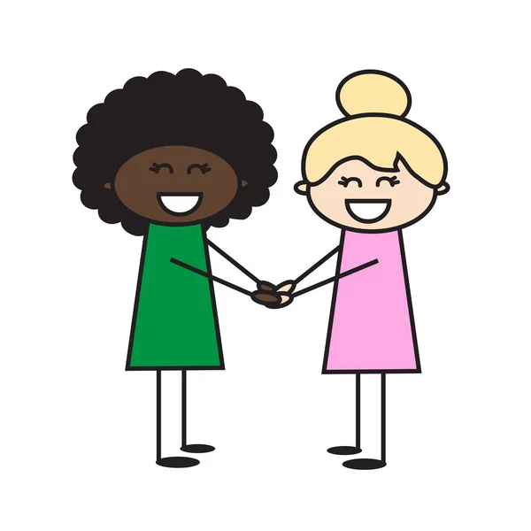 Dos Chicas Diferentes Tolerancia Ilustración Vectorial — Vector de stock