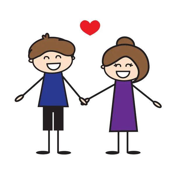 Two Lovers Hold Hands Vector Illustration — Stock Vector