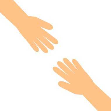 El el için ulaşır. Vektör çizim.