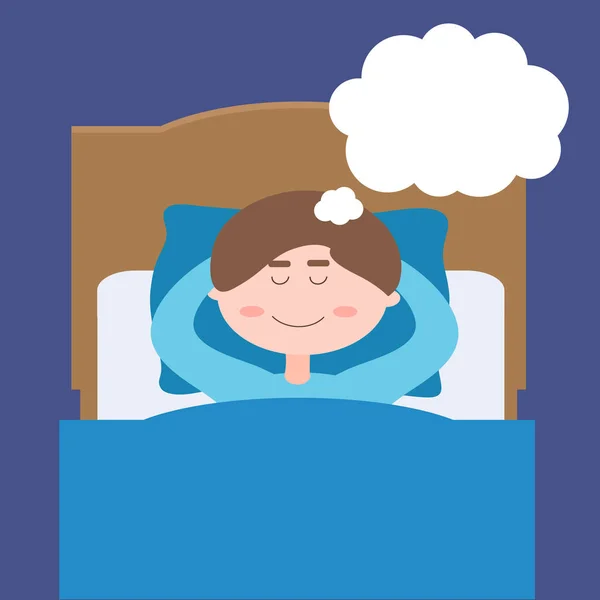 Der Mensch Denkt Vor Dem Schlafengehen Vektorillustration — Stockvektor