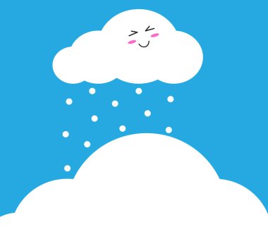 Şirin bulut ve rüzgârla oluşan kar yığını. Vektör çizim. 