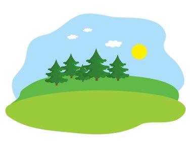 Orman çayır. Çizgi film arka plan. Vektör çizim.