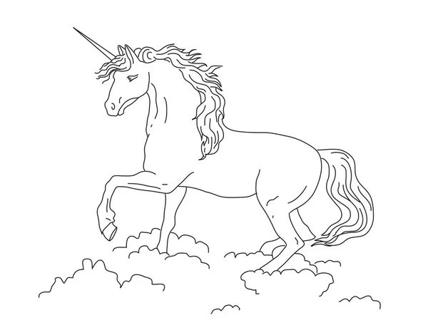 Unicorn Yang Cantik Dengan Latar Belakang Putih Ilustrasi Vektor - Stok Vektor