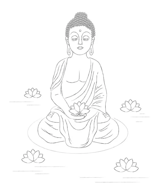 Βούδας Στη Θέση Lotus Εικονογράφηση — Φωτογραφία Αρχείου