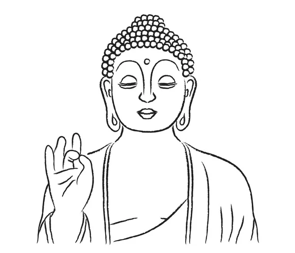 Buddha Med Hand Upp Illustration — Stock vektor