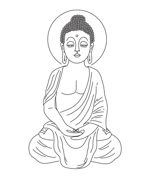 Bouddha Avec Main Levée Illustration — Image vectorielle