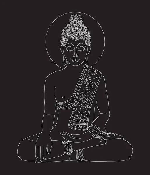 Bouddha Illustration Sur Fond Noir — Photo