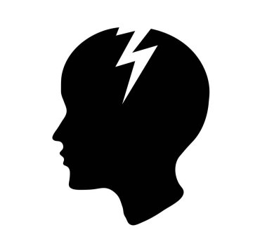 Profilde kafa. Ağrı. Resimde beyaz arka plan üzerinde.