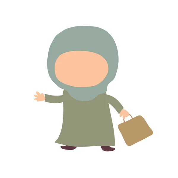 Little Muslim Woman White Background Illustration — Stock Vector