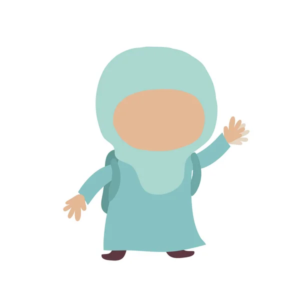 Little Muslim Woman White Background Illustration — Stock Vector