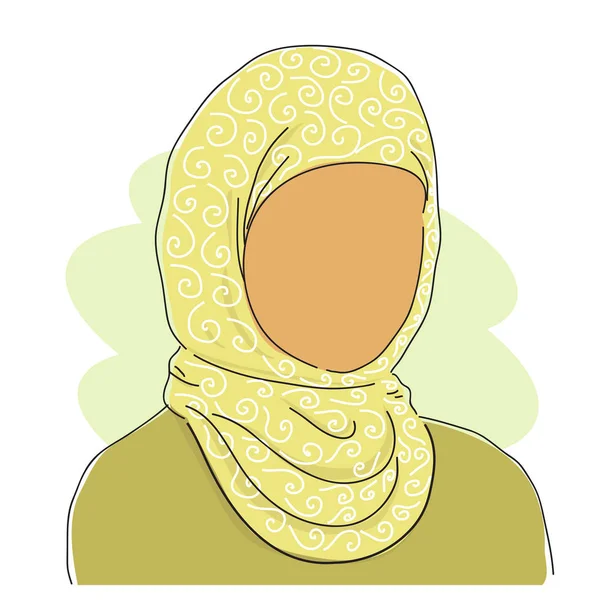 Arabische Vrouw Een Sjaal Een Lichtgroene Achtergrond Vectorillustratie — Stockvector