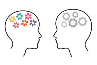 Bir erkek ve bir kadın başkanı silüeti. Vektör çizim.