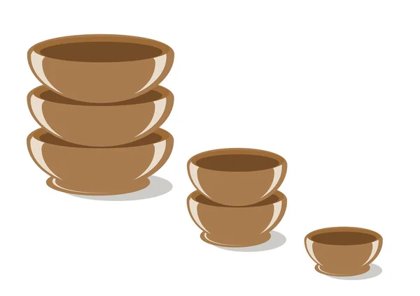 Caramel Bowls White Background Vector Illustration — Stock Vector