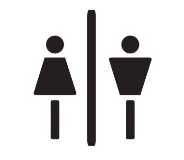 Beyaz arka planda umumi tuvalet tabelası. Siluet. Vektör çizimi.