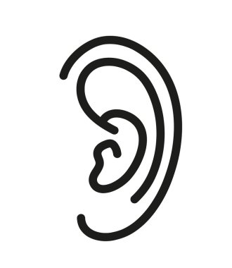 Beyaz arka plan üzerinde kulak silueti. Vektör çizimi.