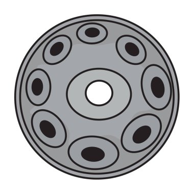 Hangdrum, handpan, müzik aleti. Beyaz arka plandaki nesne. Vektör çizimi.