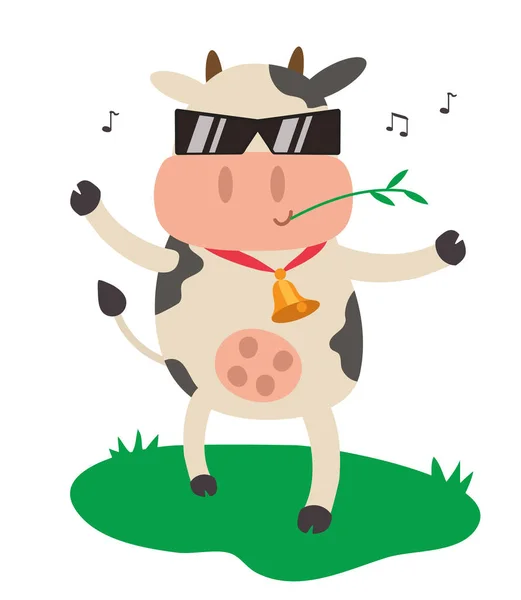 Joyeux Vache Dans Des Lunettes Soleil Sur Fond Blanc Illustration — Photo