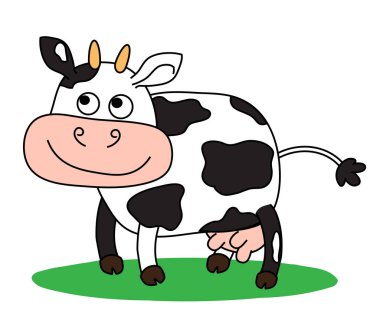 Beyaz bir arka planda sevimli bir sığır. Vektör Illustration.