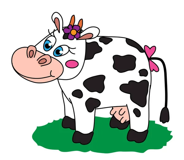 Krásná Kráva Lukem Bílém Pozadí Vektorová Ilustrace — Stockový vektor