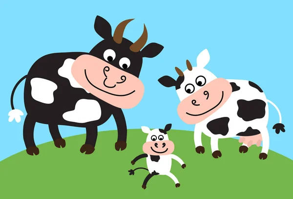 Ταύρος Και Αγελάδα Ένα Μωρό Μπλε Φόντο Απεικόνιση Διανυσματικών Φορέων — Διανυσματικό Αρχείο