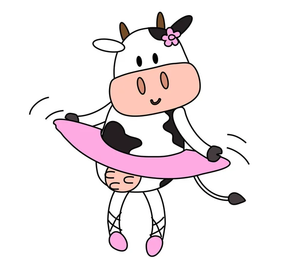 Hermosa Vaca Bailando Sobre Fondo Blanco Ilustración Vectorial — Vector de stock