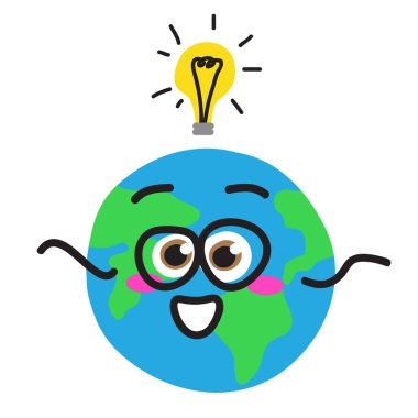 Dünya gezegeni ve üstünde bir ampul. Küresel sorunlar. Vektör çizimi.