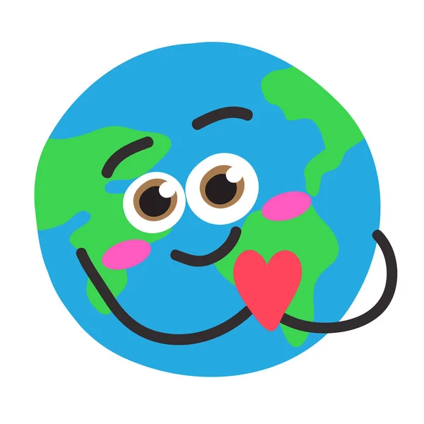 Planeten Jorden Med Hjärtan Vit Bakgrund Vektor Illustration — Stock vektor