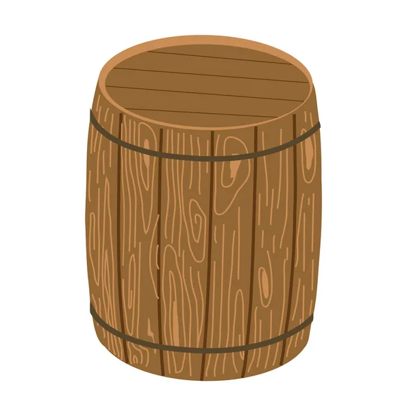 Wooden Barrel White Background Vector Illustration — Stock Vector