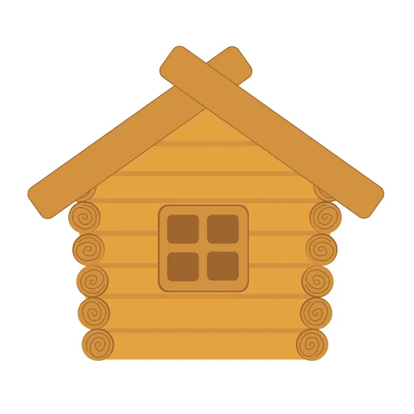 Holzhütte Mit Fenster Auf Weißem Hintergrund Vektorillustration — Stockvektor