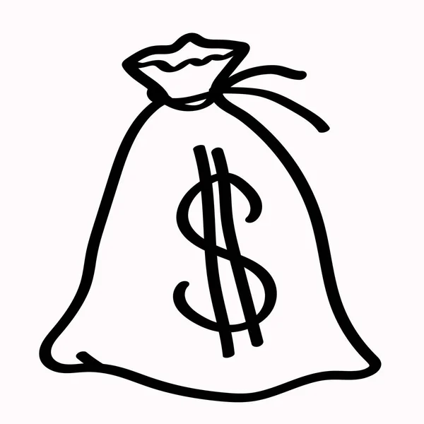 Black Money Bag White Background Silhouette Vector Illustration — Stock Vector