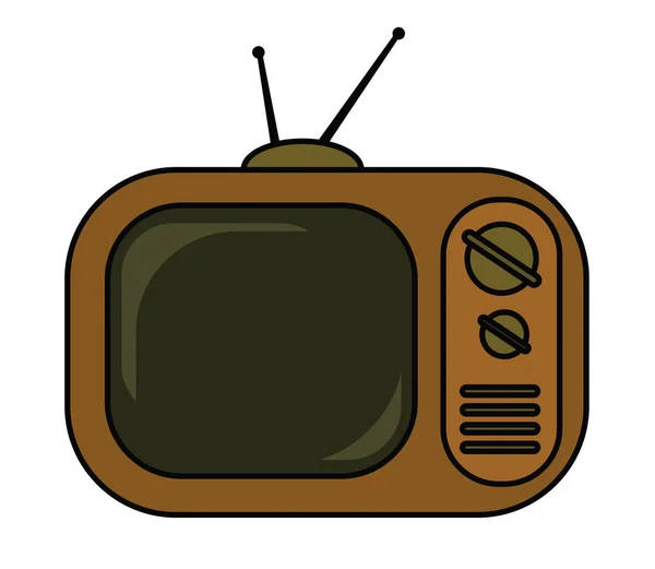 白色背景的旧复古电视机 矢量插图 — 图库矢量图片