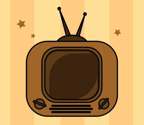 条纹背景上的旧电视 矢量插图 — 图库矢量图片