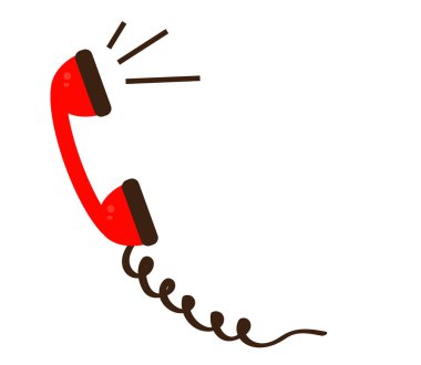 Beyaz arka planda kırmızı telefon alıcısı. Vektör çizimi.