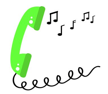 Beyaz arka planda ahize ve melodi. Vektör çizimi.