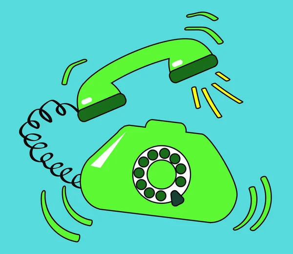 Téléphone Rétro Vert Sur Fond Bleu Illustration Vectorielle — Image vectorielle