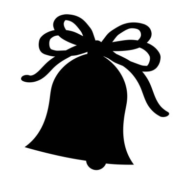 Beyaz arka planda kurdeleli siyah çan. Vektör çizimi.