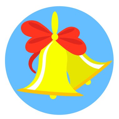 Mavi arka planda altın çan. Vektör çizimi.