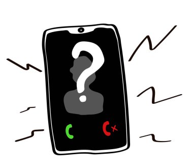 Akıllı telefon ve beyaz arka plan üzerinde bilinmeyen numara. Vektör çizimi.