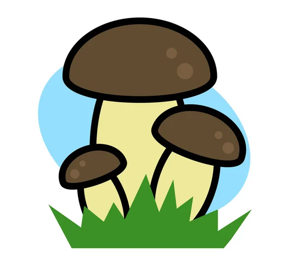 Cogumelos Sobre Fundo Azul Desenhos Animados Ilustração Vetorial —  Vetores de Stock