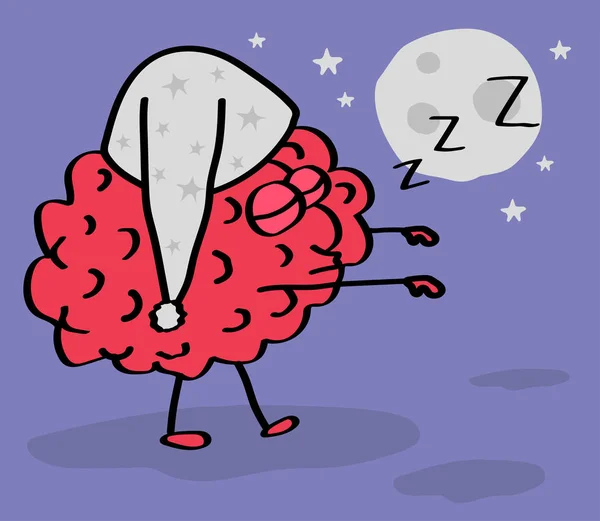 Otak Adalah Tidur Berjalan Kartun Ilustrasi Vektor - Stok Vektor